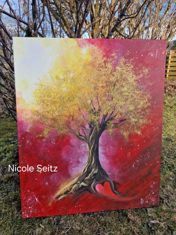 Leinwandbild (Original) * Lebensbaum * Licht und Liebe * 50 x 60 cm * Kraftbaum